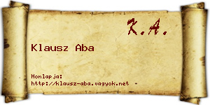 Klausz Aba névjegykártya